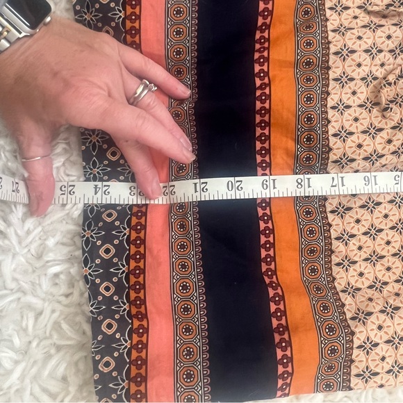 Loft NWT Navy Rust Orange Puff Sleeve Tie Neck Boho Blouse - Picture 6 of 8